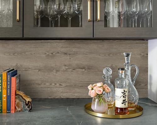 GloryTik 118"X17.7" Grey Brown Wood Grain Contact Paper Faux Wood Peel and Stick Wallpaper Wood Removable Self Adhesive Waterproof Wallpaper - color: Grey Brown, size: 17.7" x 118"