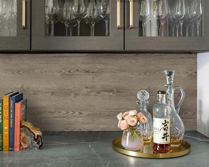 GloryTik 118"X17.7" Grey Brown Wood Grain Contact Paper Faux Wood Peel and Stick Wallpaper Wood Removable Self Adhesive Waterproof Wallpaper - color: Grey Brown, size: 17.7" x 118"