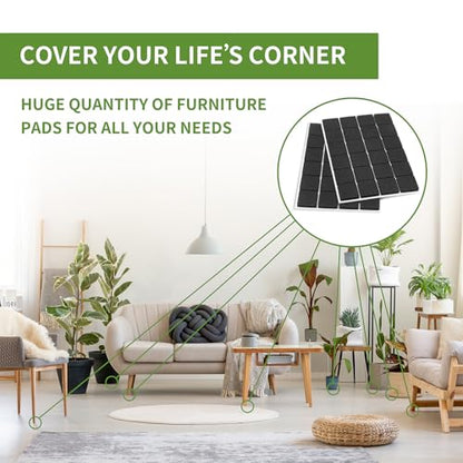 Felt Furniture Pads for Hardwood Floors 48 PCS 1" Square, Black - size: 48PCS 1 inch Square Black