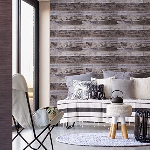 Yun-aeon Natural Wood-Gray Contact Paper Peel and Stick Wallpaper - color: Natural Wood-Gray, size: 17.3" x 400"