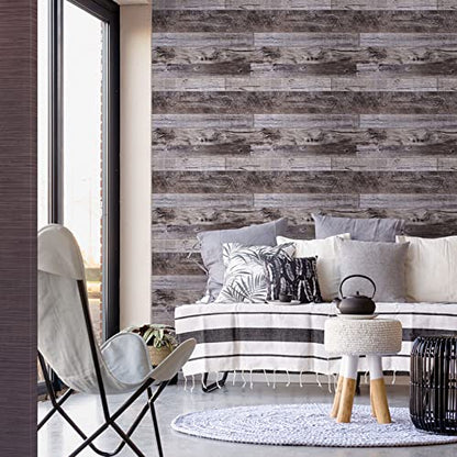 Yun-aeon Natural Wood-Gray Contact Paper Peel and Stick Wallpaper - color: Natural Wood-Gray, size: 17.3" x 400"