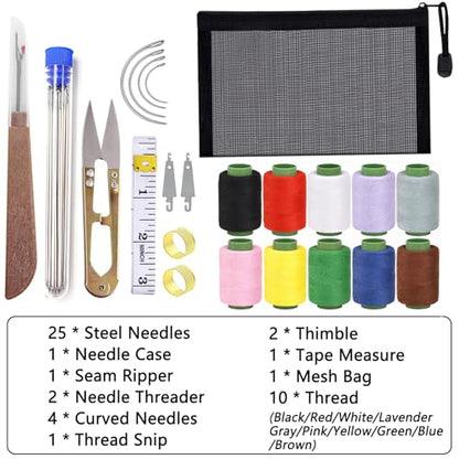 48Pcs Sewing Tool Set, Big Eye Steel Sewing Needle Kit for Hand Sewing - color: 48P