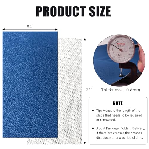 Faux Leather Fabric,54"x72" Thick Durable Synthetic Upholstery Leather Vinyl, Soft Smooth Waterproof, Durable,Replacement Renovate for Wallets, DIY Projects, Furniture, Car Seats 2 Yards-Blue - color: Blue, size: 2 Yards (54" x 72")