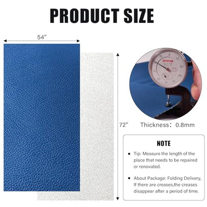Faux Leather Fabric,54"x72" Thick Durable Synthetic Upholstery Leather Vinyl, Soft Smooth Waterproof, Durable,Replacement Renovate for Wallets, DIY Projects, Furniture, Car Seats 2 Yards-Blue - color: Blue, size: 2 Yards (54" x 72")