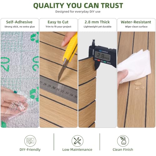 Elvone Peel and Stick PVC Slat Wood Wall Panel, Yellow, 236" x 15.7" - color: Yellow, size: 15.7" x 236"