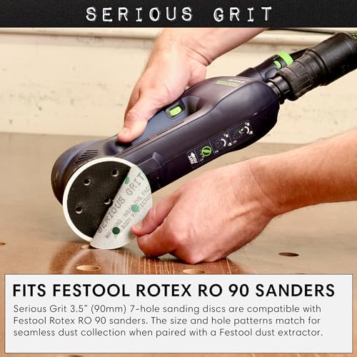 Serious Grit - 3.5" (90mm) 7-Hole P40 Grit Sanding Discs - 25 Pack Box - size: 40 Grit