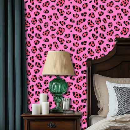 HOMETITUTE Neon Leopard Peel and Stick Wallpaper 118.1x17.7 Inch Vinyl - color: Neon Leopard Print