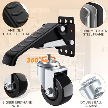 SOLEJAZZ Retractable Workbench Casters Wheels Set of 4 Heavy Duty, 920Lbs