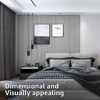 Art3d 96 x 6 Inch WPC Wood Diffuser Slat Wall Panel, 8-Pack, Matte White - color: Matte White, size: 96*6