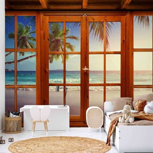 artgeist - Peel and Stick Wall Mural, Living Room Tropical Island 77x55 in - color: #07, size: 55"x77"