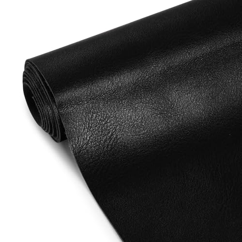 Faux Leather Fabric, Marine Vinyl Upholstery Fabric 54" x 108", 1.05mm Thick Soft Durable Synthetic Material for Sofa Chairs Bags Car Seats Furniture DIY Crafts Sewings, Black - color: Black, size: Pre-cut 3 Yard (54" x 108")