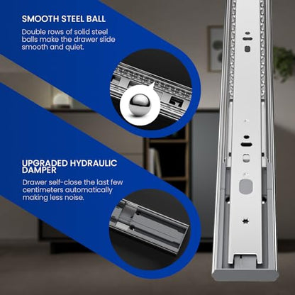 LONTAN Soft Close Drawer Slides 20 Inch 4 Pairs Heavy Duty Cabinet Glides - size: 20 Inch