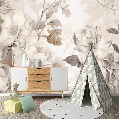 Warm-Toned Peony Flower Mural Peel-and-Stick - 108"x157" - color: ZZSL-05, size: 108"x157"