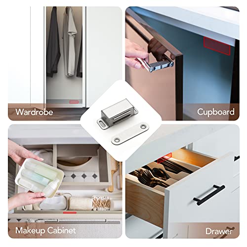 Ravinte Silver Magnetic Door Catch, Brushed Nickel Cabinet Magnets, 4 Pack - color: Satin Nickel