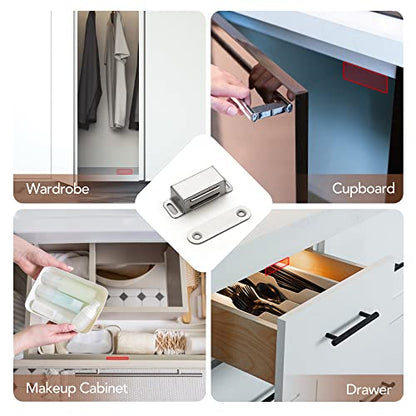 Ravinte Silver Magnetic Door Catch, Brushed Nickel Cabinet Magnets, 4 Pack - color: Satin Nickel