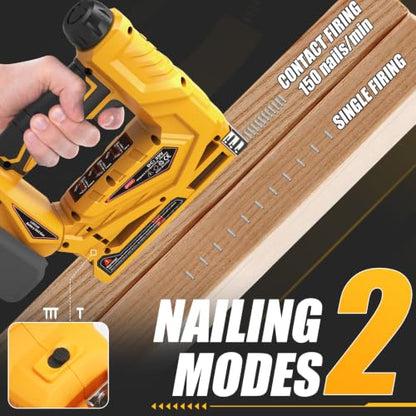 3-in-1 Brad Nailer/Narrow Crown Stapler for Dewalt 20V Battery - color: Yellow
