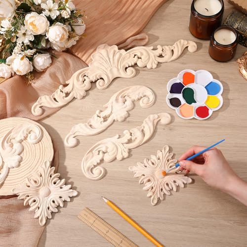 Croblissful 8 Pcs Wood Appliques and Onlays, Adorable Style, Large Size - size: Large Size, style: Adorable Style