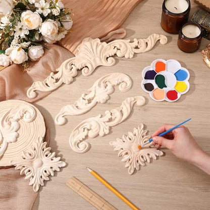 Croblissful 8 Pcs Wood Appliques and Onlays, Adorable Style, Large Size - size: Large Size, style: Adorable Style