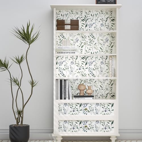 ILHIIOR Blue Leaf Peel and Stick Wallpaper Boho 17.5 x118 Inches - color: Green, size: 17.5" x 118.1"