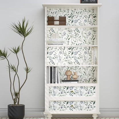 ILHIIOR Blue Leaf Peel and Stick Wallpaper Boho 17.5 x118 Inches - color: Green, size: 17.5" x 118.1"