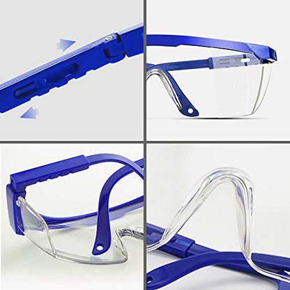 Safety Glasses, 5PCS Adjustable Wide-Vision Protective Glasses, Lightweight Fog-Proof Safety Goggles - color: Blue