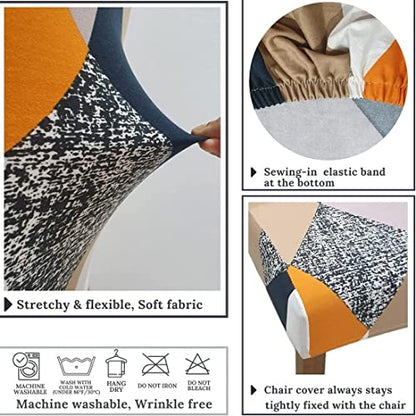 Stretch Chair Covers Slipcovers Set of 4 Printed Stretchable Dining Chair Slipcover Washable Removable for Kitchen,Hotel,Restaurant - color: Grey Rubik's Cube, size: 4
