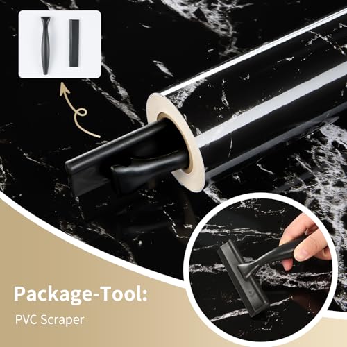Glossy Marble Contact Paper Peel and Stick Wallpaper 17.7"x78.7" Black - color: Black, size: 17.7"W x 78.7"L