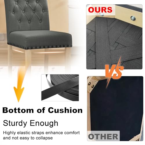 LOULENS Fabric Dining Chairs Set of 4, Upholstered Kitchen Chairs, Dark Grey - color: Dark Grey, size: Set of 4