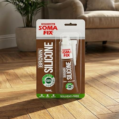 Brown Silicone Caulk (No Gun Needed) Flexible & Waterproof Caulking Tube - color: Brown