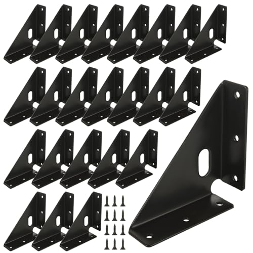 24 Pack Heavy Duty Gusset Joints, Trapezi Corner Code, Metal Bracket Corner Brace, Furniture Shelf Support Joint Fasteners for Table Cabinet Bed Stabilization - 5.1 x 3.3 x 1 Inch
