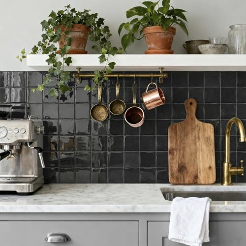 VICCI 3D Peel and Stick Backsplash, 20-Sheet 6" x 6" - color: Black