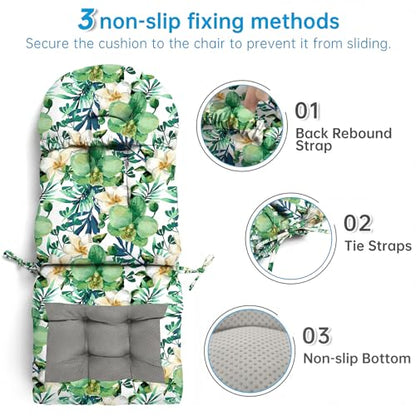 Custom Printing Rocking Chair Cushions Set - Non-Slip Adirondack Chair Cushions with Ties Indoor/Outdoor Rocking Chair Pad for Living Room, Bedroom, Balcony, Office - color: Custom Printing