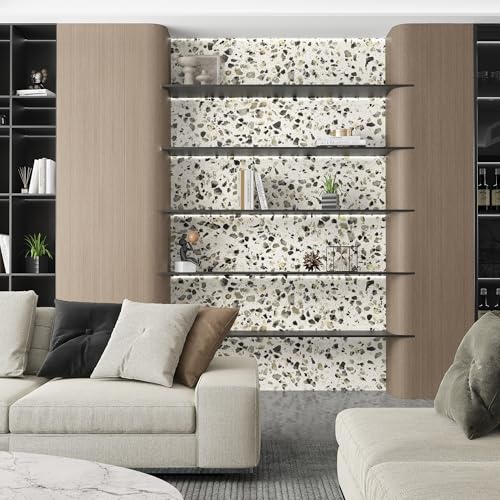 Wide Terrazzo Contact Paper 31.5"x157.4" Peel and Stick Marble Wallpaper - color: White Gray Black, size: 31.5" x 157.4"