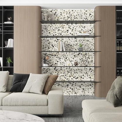 Multicolor Terrazzo Contact Paper 15.7"x196.8" Glossy Granite Wallpaper - color: White Gray Black, size: 15.7" x 196.8"