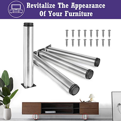 Stainless Steel Adjustable Furniture Legs 16 Inch - Silver - 4pcs - color: Silver, size: 16"