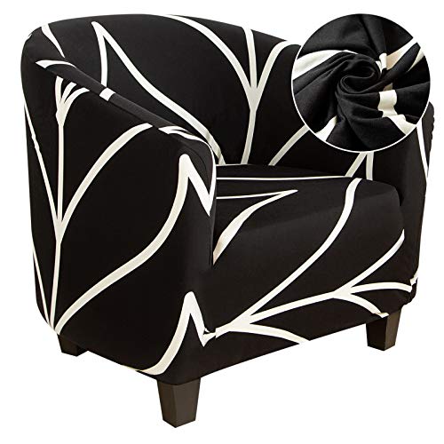 SearchI Club Chair Slipcover Stretch Barrel Chair Covers Printed Tub Chair Slipcovers Soft Spandex Armchair Sofa Cover Removable Couch Furniture Protector Arm Chair Cover for Living Room(Black+White) - color: Black+white