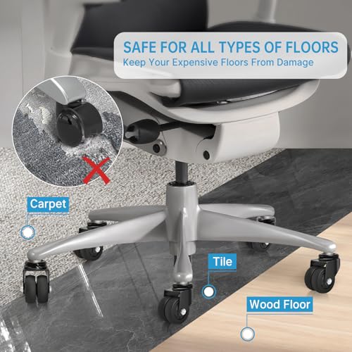 Nefish Office Chair Caster Wheels 2 Inch, 11mm, Heavy Duty Replacement Rubber Chair Casters, Support 750lbs(Set of 5), Quiet Rolling Desk Chair Rollers, Safe for Hardwood Floors&Carpet, Universal Fit - style: 2 IN Casters NO Brake（11mm）
