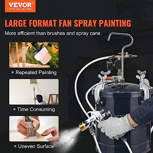 VEVOR Spray Paint Pressure Pot Tank, 10L/2.5gal Air Paint Pressure Pot, 1.5mm+4mm Two Nozzles Two Spray Paint Guns for Industry Home Decor Architecture Construction Automotive Painting, 60PSI Max - size: 10L1.5mm+4.0mm