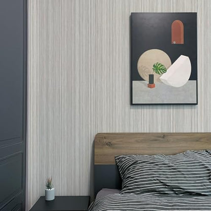 YXTII 20.8" x 196.8" Thick Peel and Stick Grasscloth Wallpaper, Grey Linen Wallpaper Self-Adhesive Fabric Wall Paper - color: Gray, size: 20.8" x 196.8"