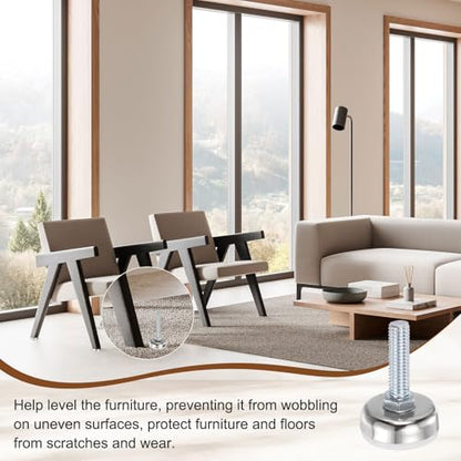 uxcell 4Pcs Furniture Leveling Feet, 3/8"-16x0.8"x1.4" Adjustable Metal - size: 3/8"-16 x 0.8" x 1.4"