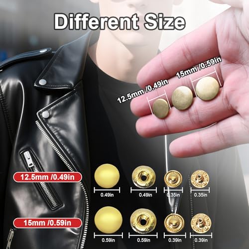 NXTOV Metal Snap Buttons with Hammer, Setter Tools, 120 Sets, 12.5mm - style: 12.5mm with Hammer