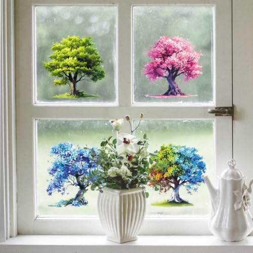 Peacoblue Colorful Tree Rub On Transfers for Furniture Craft 6"x12" - style: Colorful Tree