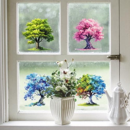 Peacoblue Colorful Tree Rub On Transfers for Furniture Craft 6"x12" - style: Colorful Tree