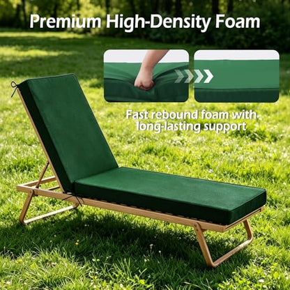 Chaise Lounge Cushions Outdoor, 72"x21"x3", Forest Green - color: Forest Green