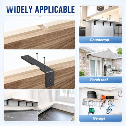 WINKER Countertop Support Bracket 2 Pack Heavy Duty 3/8" Thick Hidden L Shelf Bracket 10" x 6" x 2.5" Metal Corbels for Quartz/Granite/Wood/Concrete/Laminate Countertops, Black - size: 10″x6″x2.5″-3/8" thick, style: Black-2Pack