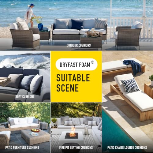 SUNROX DryFast Foam All-Weather Outdoor Cushion Replacement 3" x 24" x 54", Ultra Durable Low Maintenance Cushion Foam for Outdoor Seat Cushion & Patio Furniture Chair Cushion - size: 54x24x3 Inch (Pack of 1)