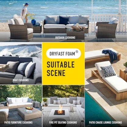 SUNROX DryFast Foam All-Weather Outdoor Cushion Replacement 3" x 24" x 54", Ultra Durable Low Maintenance Cushion Foam for Outdoor Seat Cushion & Patio Furniture Chair Cushion - size: 54x24x3 Inch (Pack of 1)