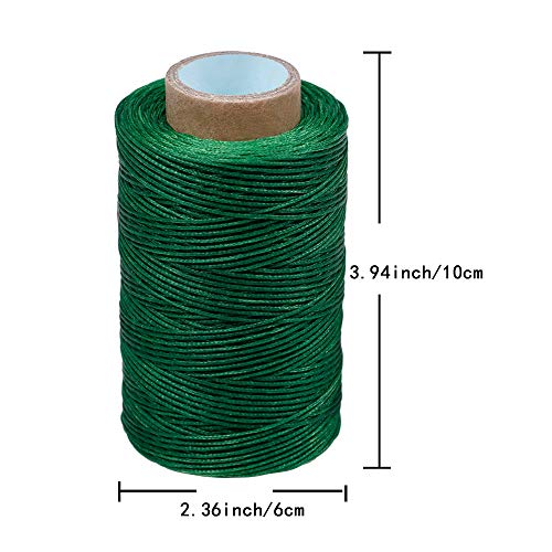 284Yards Waxed Thread for Leather, 0.8mm Waxed Linen Thread, Wax String - color: Grass Green