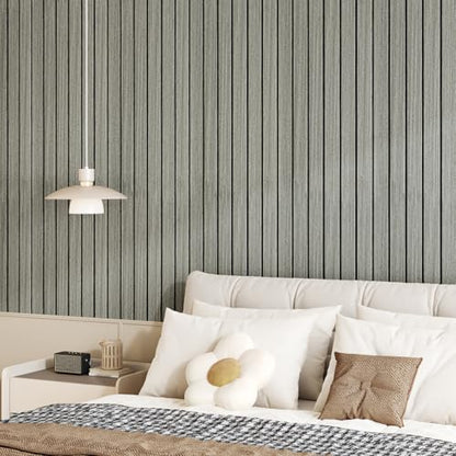 16.8"×118" 3D Grey Wood Wall Panels for Bedroom Living Room Liner - color: Gray