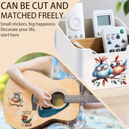 4 Sheets Rub on Transfers for Crafts, Funny owl Furniture Transfers for Wood, Glass, Plastic & Ceramics, Decorative Decals - style: owl
